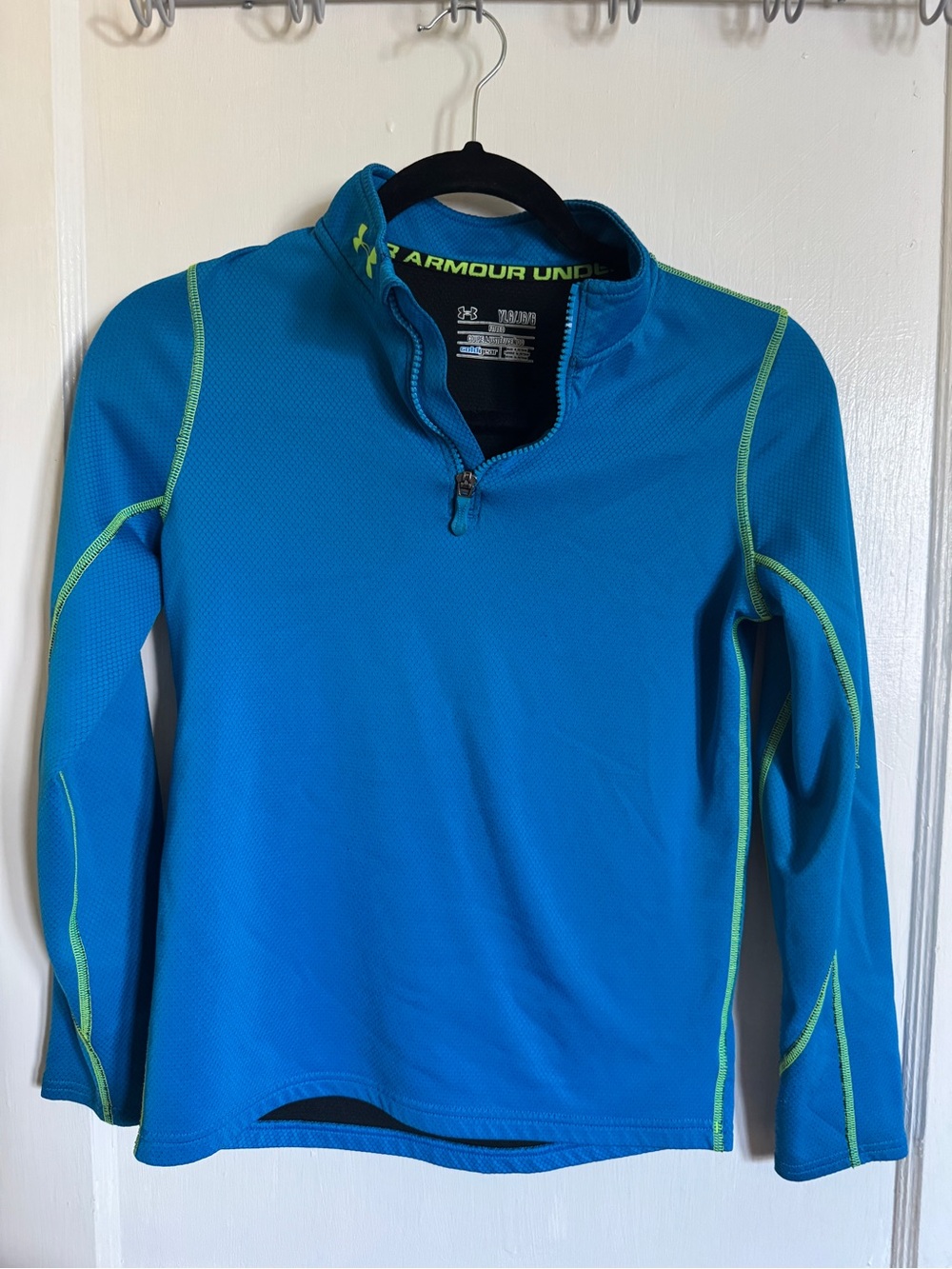 Under Armour Blue Quarter-Zip Top with Lime Stitching